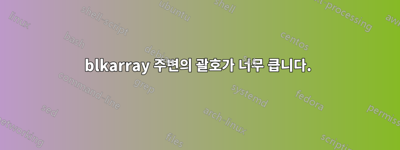 blkarray 주변의 괄호가 너무 큽니다.