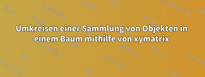 Umkreisen einer Sammlung von Objekten in einem Baum mithilfe von xymatrix