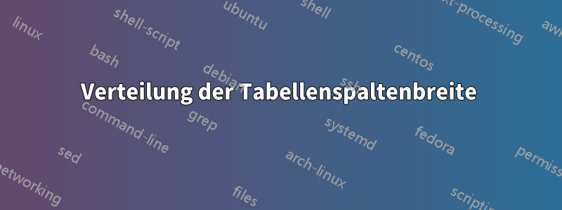 Verteilung der Tabellenspaltenbreite