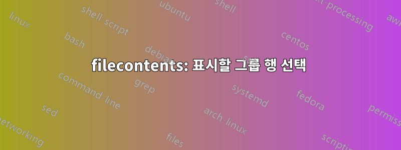 filecontents: 표시할 그룹 행 선택