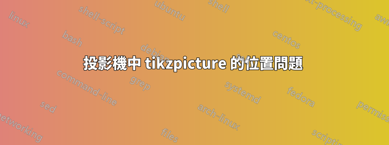 投影機中 tikzpicture 的位置問題