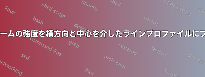 ラゲールガウスビームの強度を横方向と中心を介したラインプロファイルにプロットしますか?