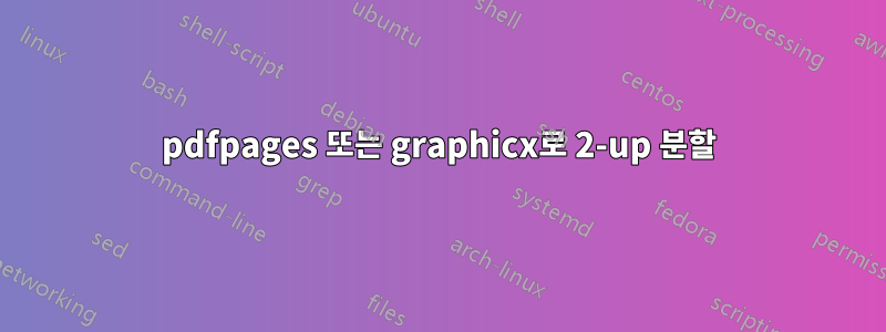 pdfpages 또는 graphicx로 2-up 분할