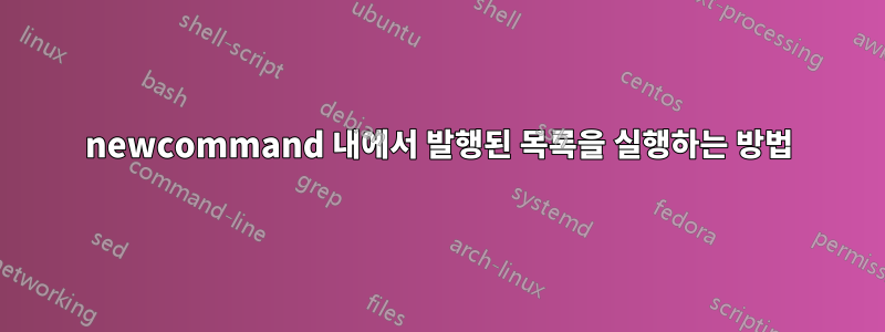 newcommand 내에서 발행된 목록을 실행하는 방법