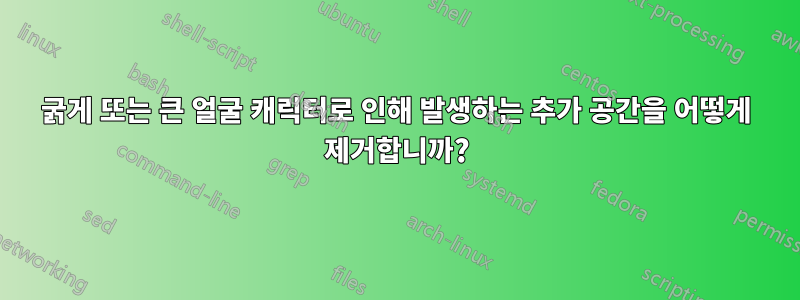 굵게 또는 큰 얼굴 캐릭터로 인해 발생하는 추가 공간을 어떻게 제거합니까?