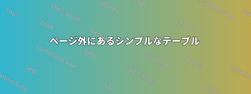 ページ外にあるシンプルなテーブル