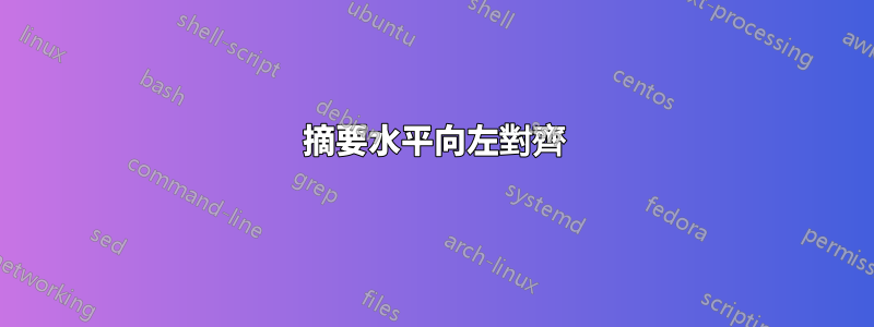 摘要水平向左對齊