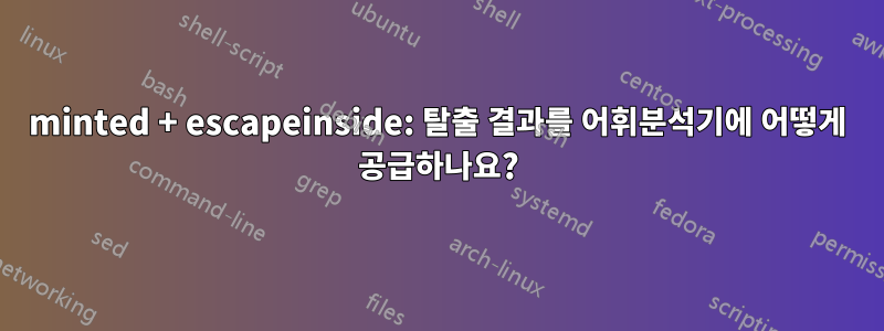 minted + escapeinside: 탈출 결과를 어휘분석기에 어떻게 공급하나요?