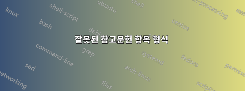 잘못된 참고문헌 항목 형식