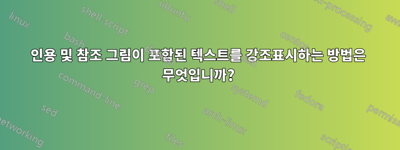 인용 및 참조 그림이 포함된 텍스트를 강조표시하는 방법은 무엇입니까?