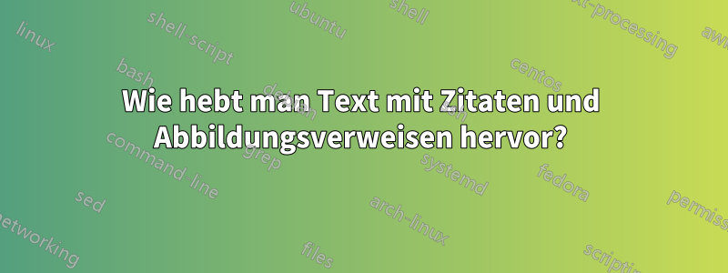 Wie hebt man Text mit Zitaten und Abbildungsverweisen hervor?