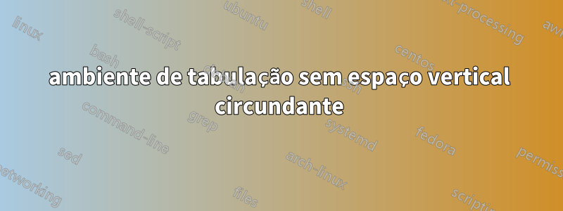 ambiente de tabulação sem espaço vertical circundante