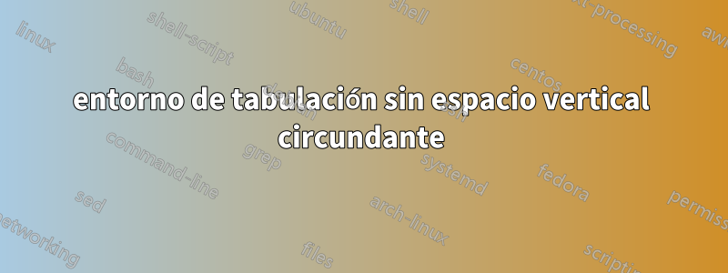 entorno de tabulación sin espacio vertical circundante