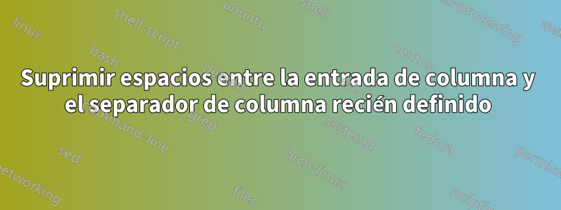 Suprimir espacios entre la entrada de columna y el separador de columna recién definido