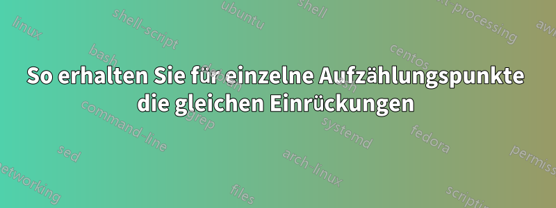 So erhalten Sie für einzelne Aufzählungspunkte die gleichen Einrückungen