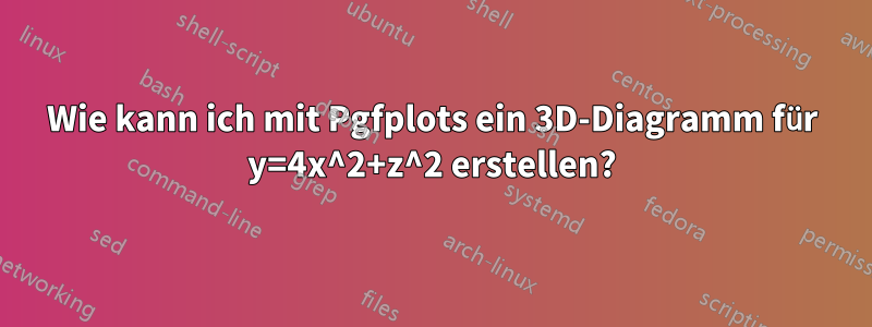 Wie kann ich mit Pgfplots ein 3D-Diagramm für y=4x^2+z^2 erstellen?