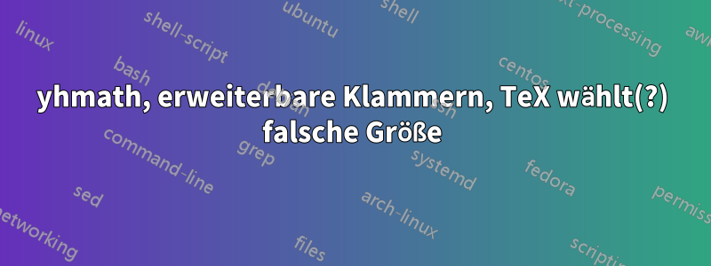 yhmath, erweiterbare Klammern, TeX wählt(?) falsche Größe