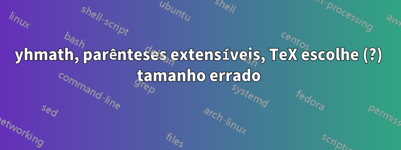 yhmath, parênteses extensíveis, TeX escolhe (?) tamanho errado