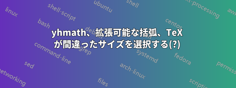 yhmath、拡張可能な括弧、TeX が間違ったサイズを選択する(?)