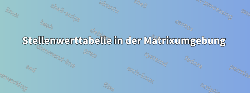 Stellenwerttabelle in der Matrixumgebung