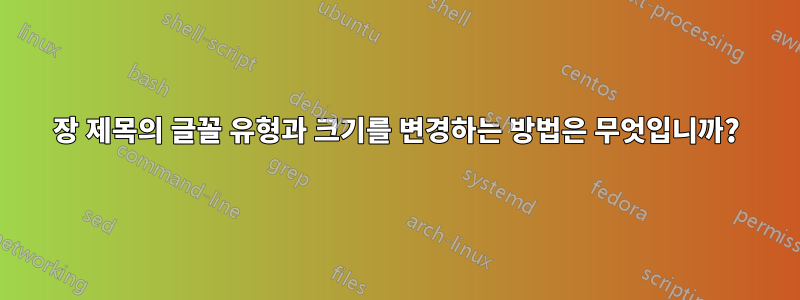장 제목의 글꼴 유형과 크기를 변경하는 방법은 무엇입니까?