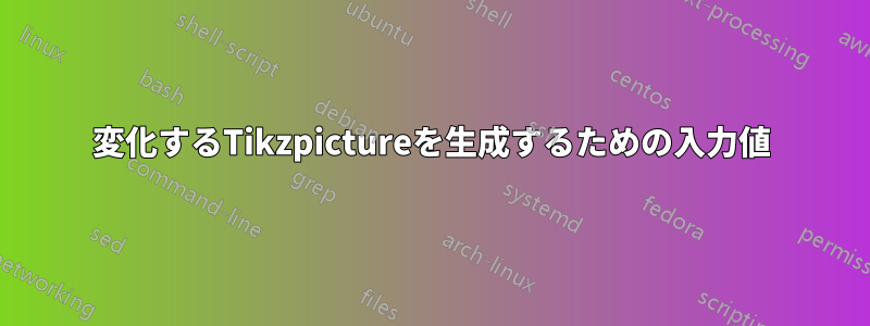 変化するTikzpictureを生成するための入力値