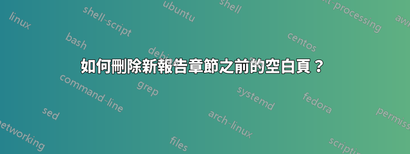 如何刪除新報告章節之前的空白頁？