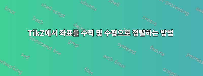 TikZ에서 좌표를 수직 및 수평으로 정렬하는 방법