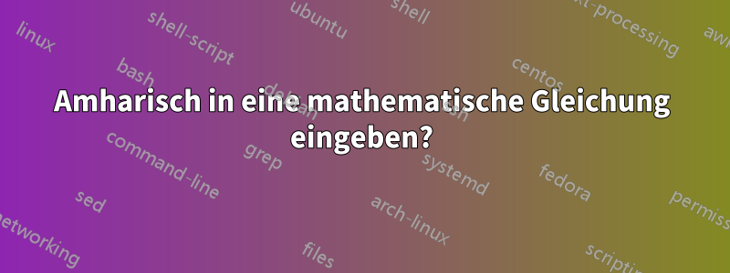 Amharisch in eine mathematische Gleichung eingeben?