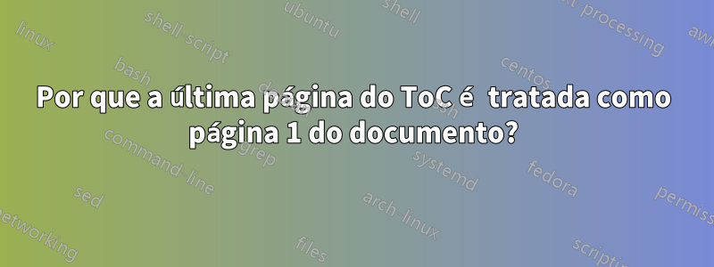 Por que a última página do ToC é tratada como página 1 do documento?
