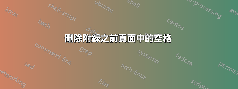 刪除附錄之前頁面中的空格