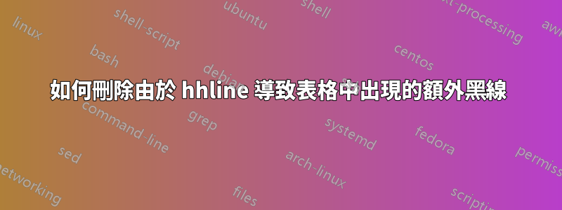 如何刪除由於 hhline 導致表格中出現的額外黑線