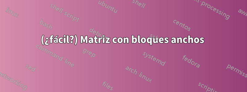 (¿fácil?) Matriz con bloques anchos