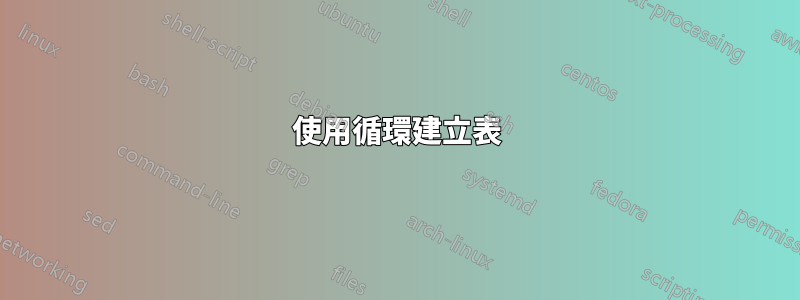 使用循環建立表