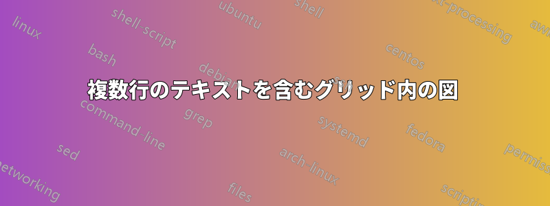 複数行のテキストを含むグリッド内の図