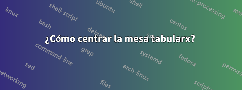 ¿Cómo centrar la mesa tabularx?