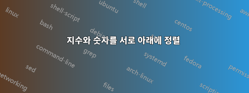 지수와 숫자를 서로 아래에 정렬