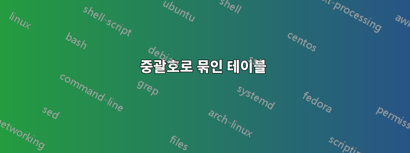 중괄호로 묶인 테이블