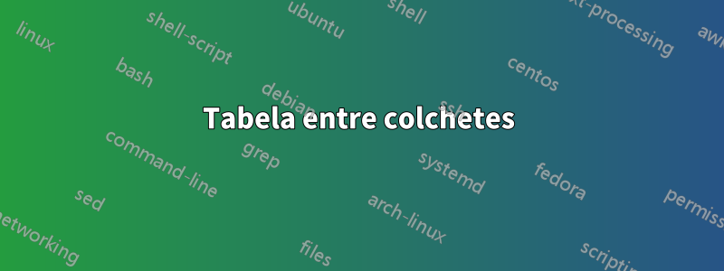 Tabela entre colchetes