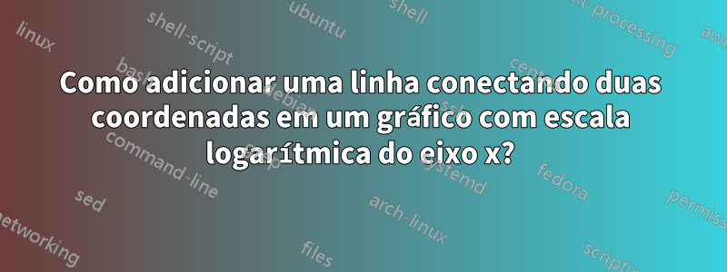 Como adicionar uma linha conectando duas coordenadas em um gráfico com escala logarítmica do eixo x?