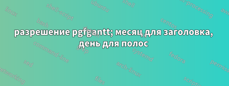 разрешение pgfgantt; месяц для заголовка, день для полос