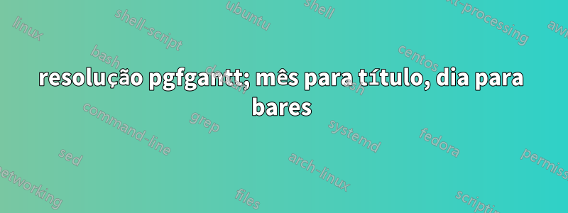 resolução pgfgantt; mês para título, dia para bares