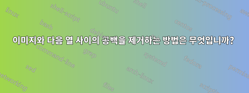 이미지와 다음 열 사이의 공백을 제거하는 방법은 무엇입니까?