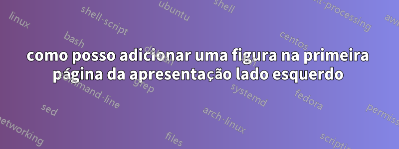 como posso adicionar uma figura na primeira página da apresentação lado esquerdo
