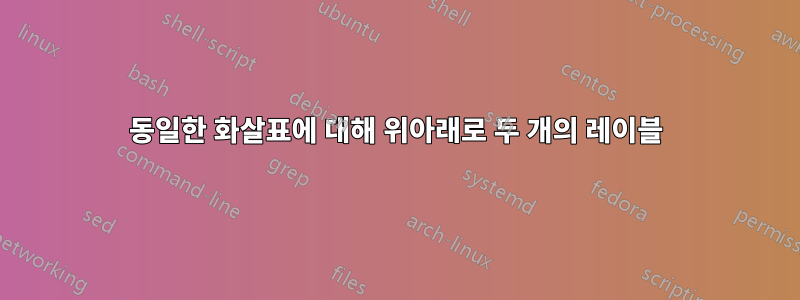 동일한 화살표에 대해 위아래로 두 개의 레이블