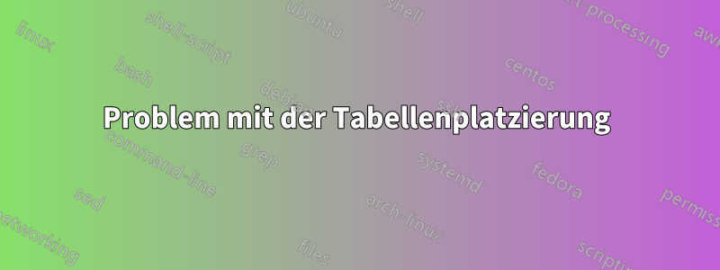 Problem mit der Tabellenplatzierung