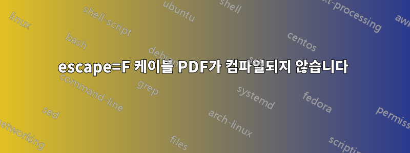 escape=F 케이블 PDF가 컴파일되지 않습니다