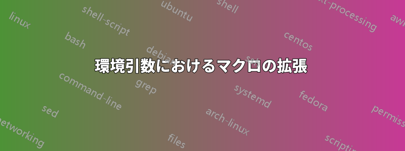 環境引数におけるマクロの拡張