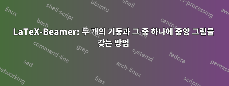 LaTeX-Beamer: 두 개의 기둥과 그 중 하나에 중앙 그림을 갖는 방법