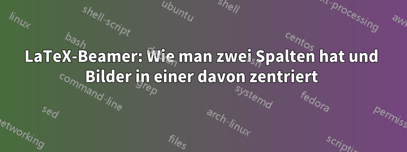 LaTeX-Beamer: Wie man zwei Spalten hat und Bilder in einer davon zentriert